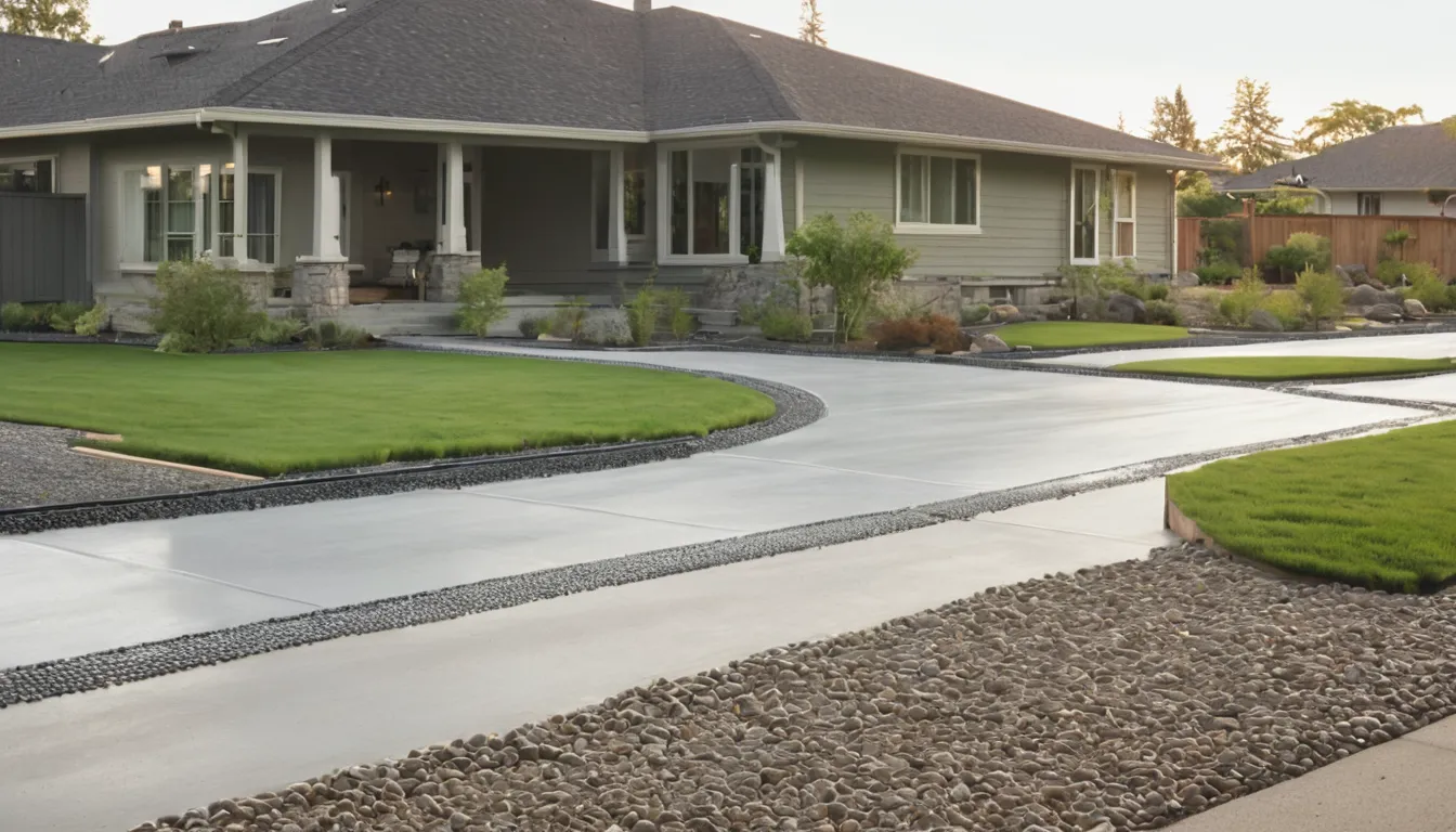 New concrete driveway being finished beside a home in Hudson